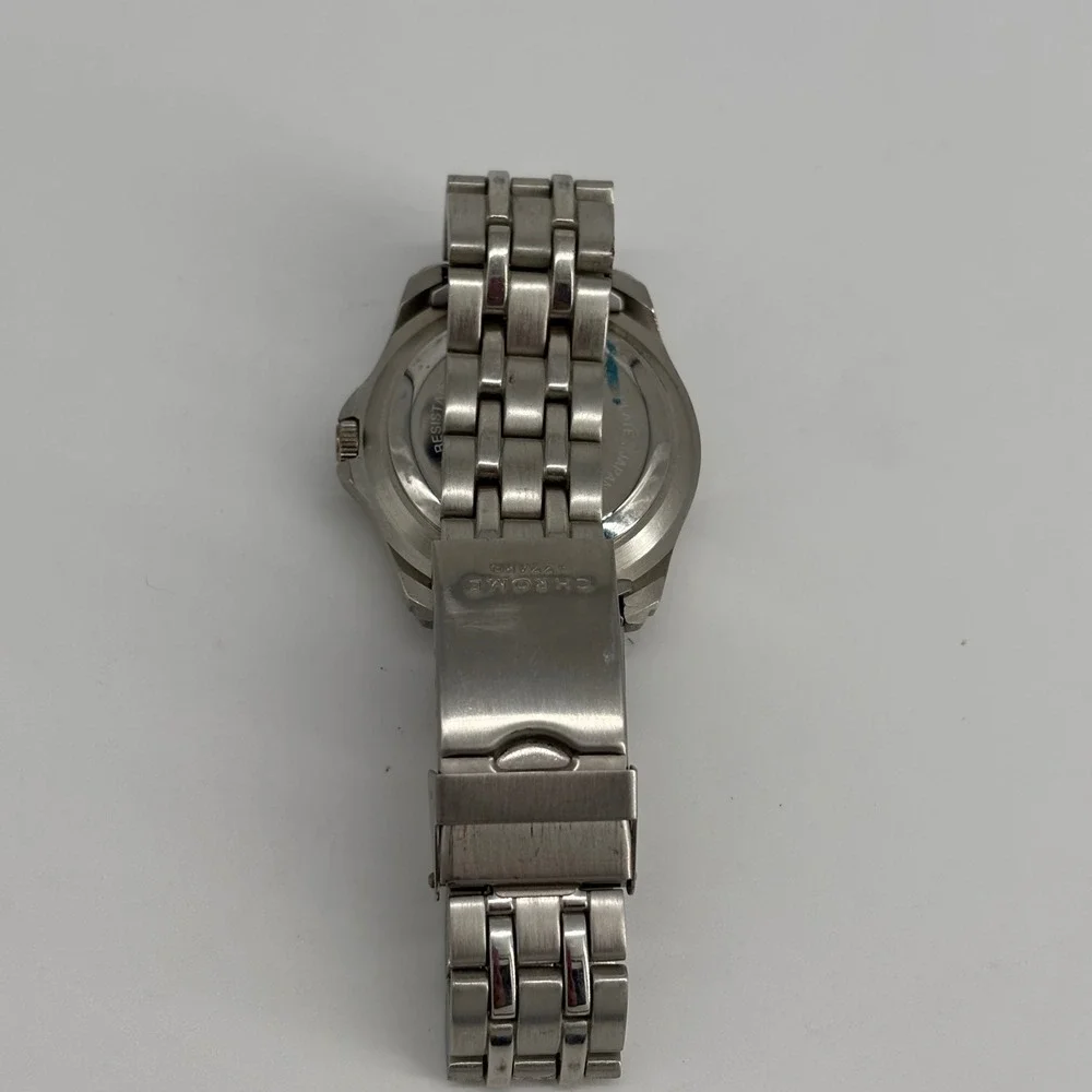 Azzaro‎ Chrome Mens Silver Stainless Steel Watch Japan Quartz Date 3ATM Untested